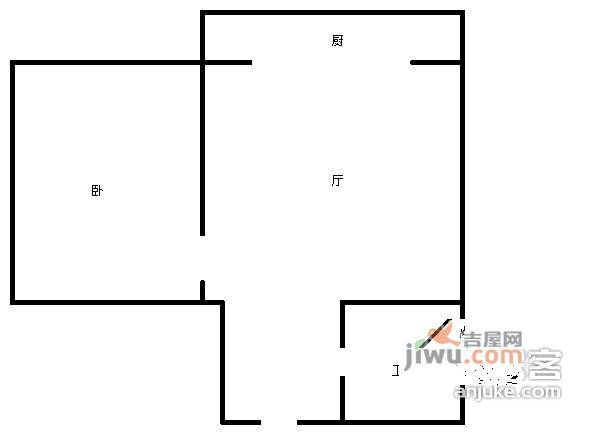 子牙里1室1厅1卫46㎡户型图