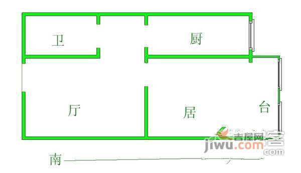 文才公寓1室1厅1卫户型图