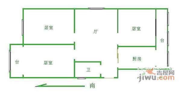 文才公寓3室1厅1卫106㎡户型图