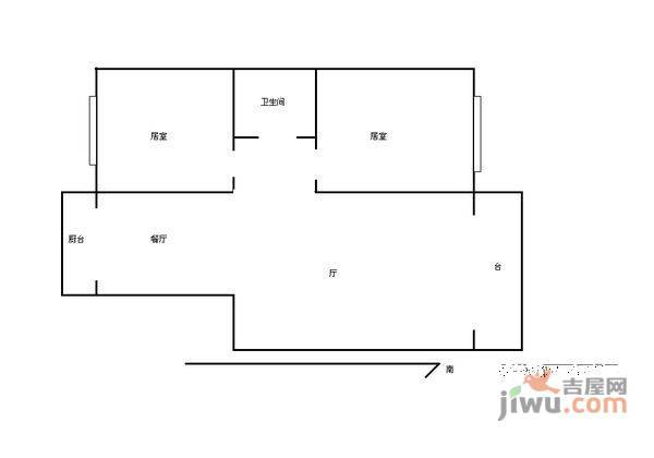 富水一方2室2厅1卫122㎡户型图