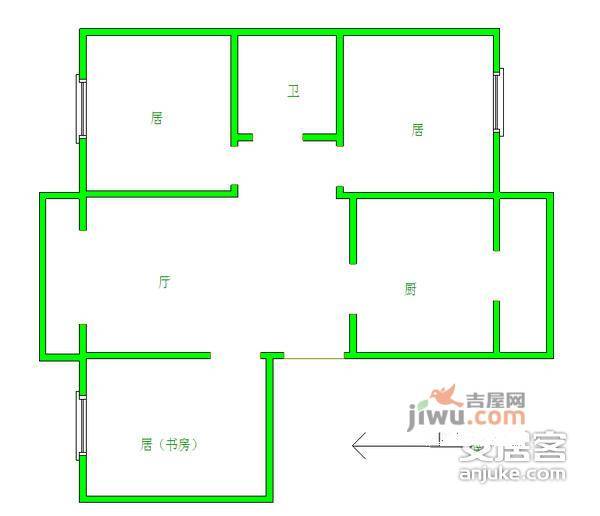 宝翠花都焕景园3室2厅1卫130㎡户型图