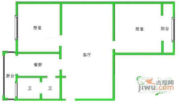 日盈里2室1厅1卫97㎡户型图