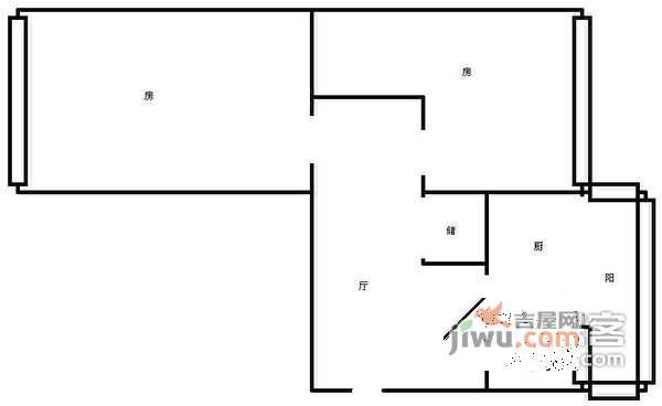 清源楼2室1厅1卫66㎡户型图