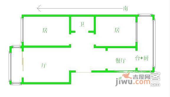 五一阳光尊园2室1厅1卫108㎡户型图