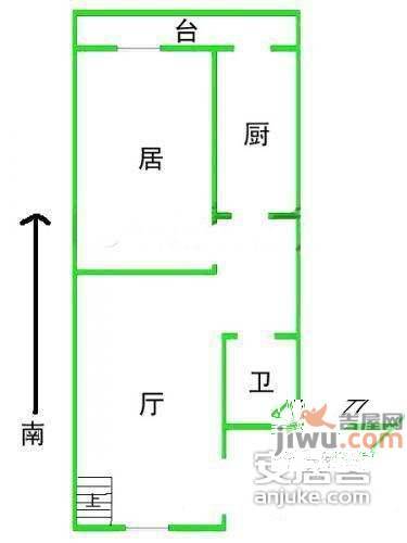 五一阳光尊园1室1厅1卫57㎡户型图