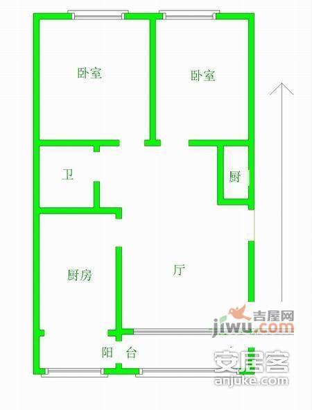 玉水园2室1厅1卫110㎡户型图