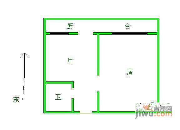 富锦里1室1厅1卫54㎡户型图