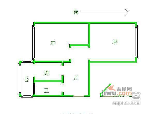 环湖南里2室1厅1卫73㎡户型图