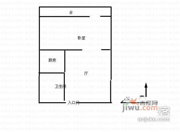 怀安西里1室1厅1卫42㎡户型图