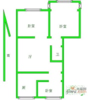 承德里3室1厅1卫65㎡户型图