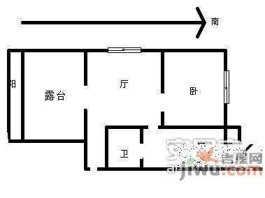 秋实园1室1厅1卫57㎡户型图