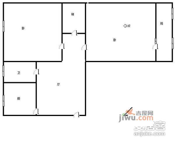 卫华里2室1厅1卫64㎡户型图