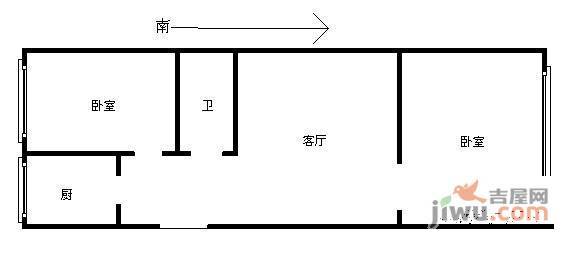 卫华里2室1厅1卫64㎡户型图