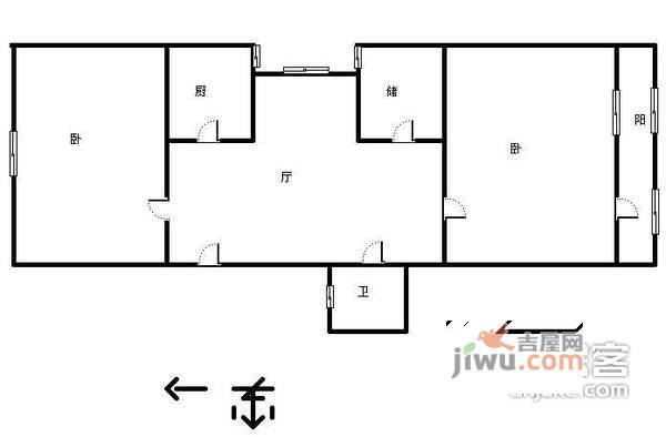 卫华里2室1厅1卫64㎡户型图