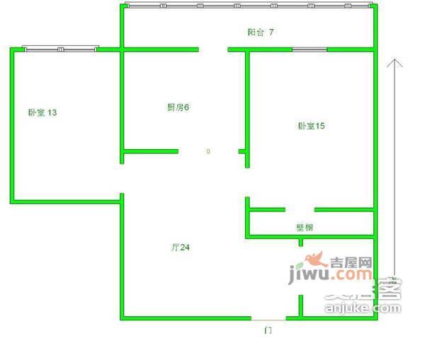 卫华里2室1厅1卫64㎡户型图