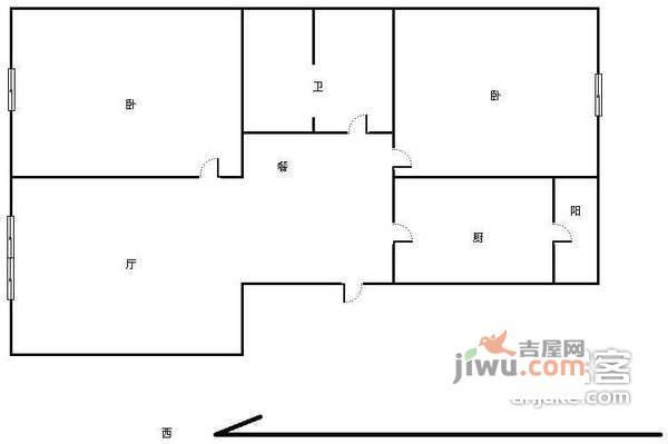 阳光100西园2室2厅1卫120㎡户型图