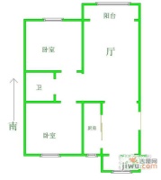 桂荷园2室2厅2卫114㎡户型图