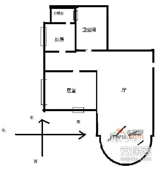 爱家星河花园1室1厅1卫61㎡户型图