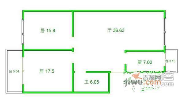 爱家星河花园1室1厅1卫61㎡户型图