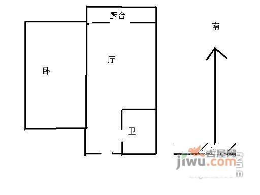 荣强里1室1厅1卫46㎡户型图