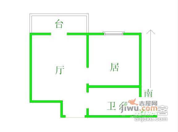 玉琢里1室1厅1卫56㎡户型图