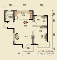 城市名居2室1厅1卫95㎡户型图