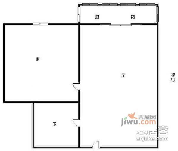 佳欣里1室1厅1卫58㎡户型图