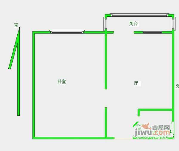 民泰里小区1室1厅1卫44㎡户型图