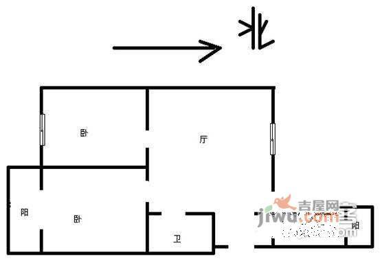 井田公寓2室1厅1卫102㎡户型图