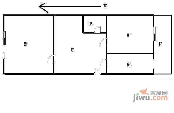 新闻里2室1厅1卫75㎡户型图