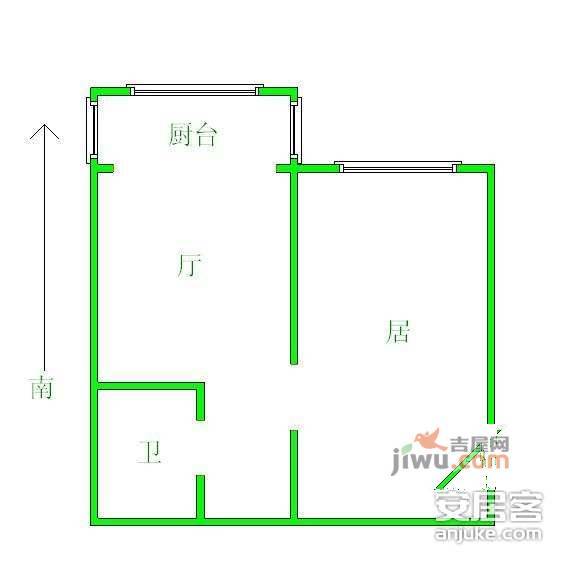 兴华里1室1厅1卫38㎡户型图