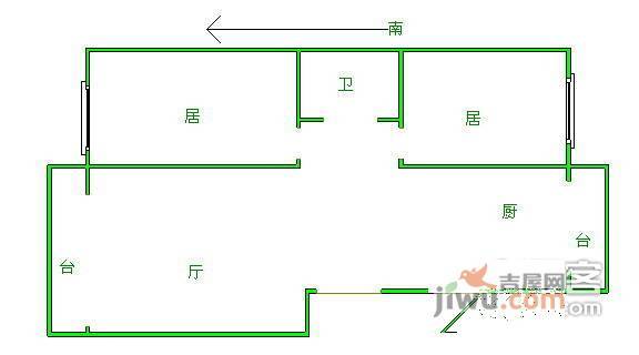 向荣里2室1厅1卫89㎡户型图