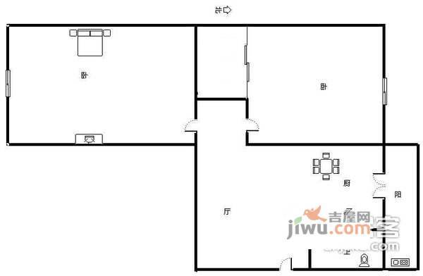 集贤里2室1厅1卫95㎡户型图