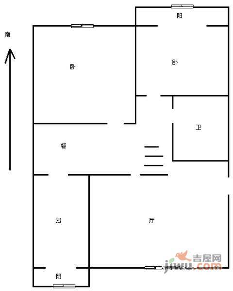 日华里2室2厅2卫115㎡户型图