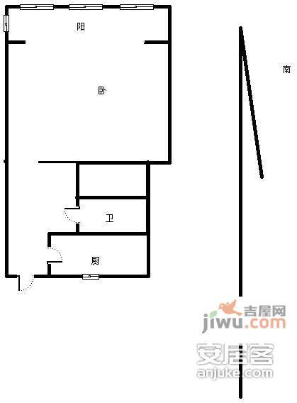 日华里1室1厅1卫68㎡户型图