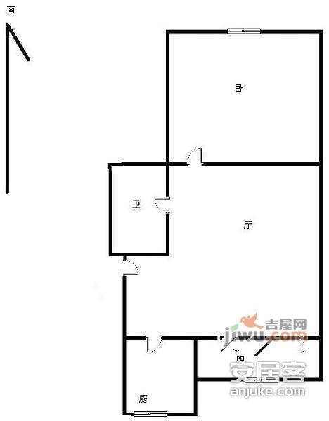 日华里1室1厅1卫68㎡户型图