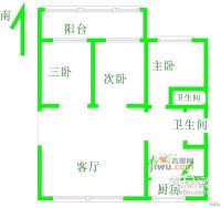 奥林花园2室2厅1卫108㎡户型图