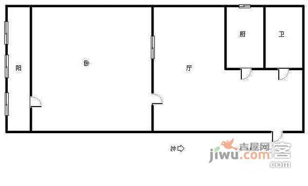 景福里1室1厅1卫61㎡户型图