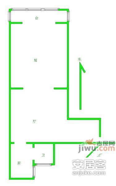 景福里1室1厅1卫61㎡户型图