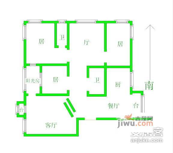 半岛豪庭3室3厅3卫131㎡户型图