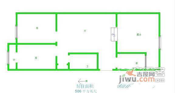 可园东里2室1厅1卫81㎡户型图