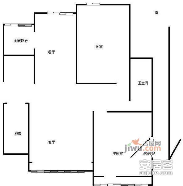 田园小区2室1厅1卫85㎡户型图