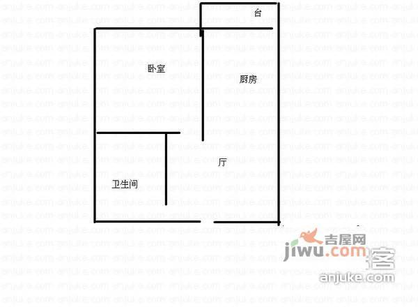 禧顺花园1室1厅1卫85㎡户型图