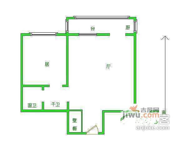 风湖里1室1厅1卫91㎡户型图