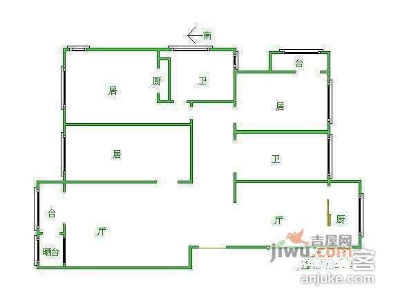 华厦富裕广场3室2厅2卫198㎡户型图