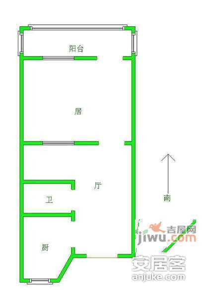 宾水西里1室1厅1卫51㎡户型图