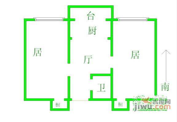 四化里2室1厅1卫75㎡户型图