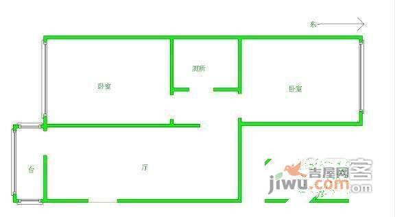 四化里2室1厅1卫75㎡户型图