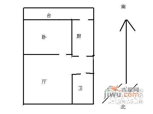 普康里1室1厅1卫55㎡户型图