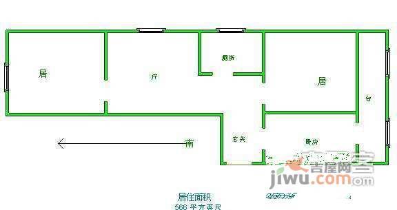 红波里2室1厅1卫62㎡户型图